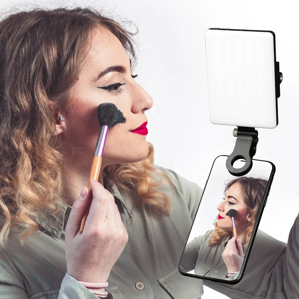 girl applied makeup using ez selfie light to show her face
